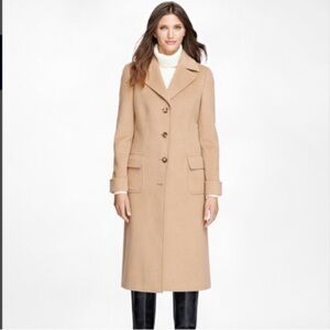 Brooks Brothers Wool Angora Cashmere Collar Long Tan Coat